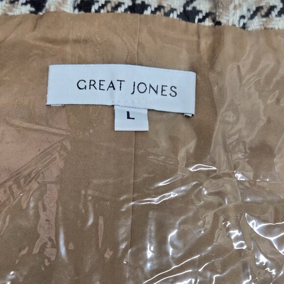 NEW GREAT JONES TAN/CREAM/BLACK PLAID HOUNDSTOOTH BLAZER LARGE MSRP $225 - Picture 12 of 16